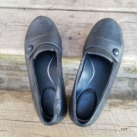 Dansko Olena Black Crackled Suede Leather Comfort Comfy Flats 38 - Picture 4 of 12